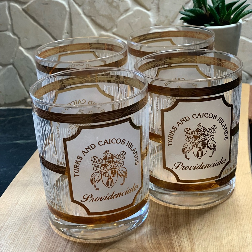 CULVER GLASS COMPANY | Set of 4 | Turks & Caicos Providenciales Whiskey Glasses